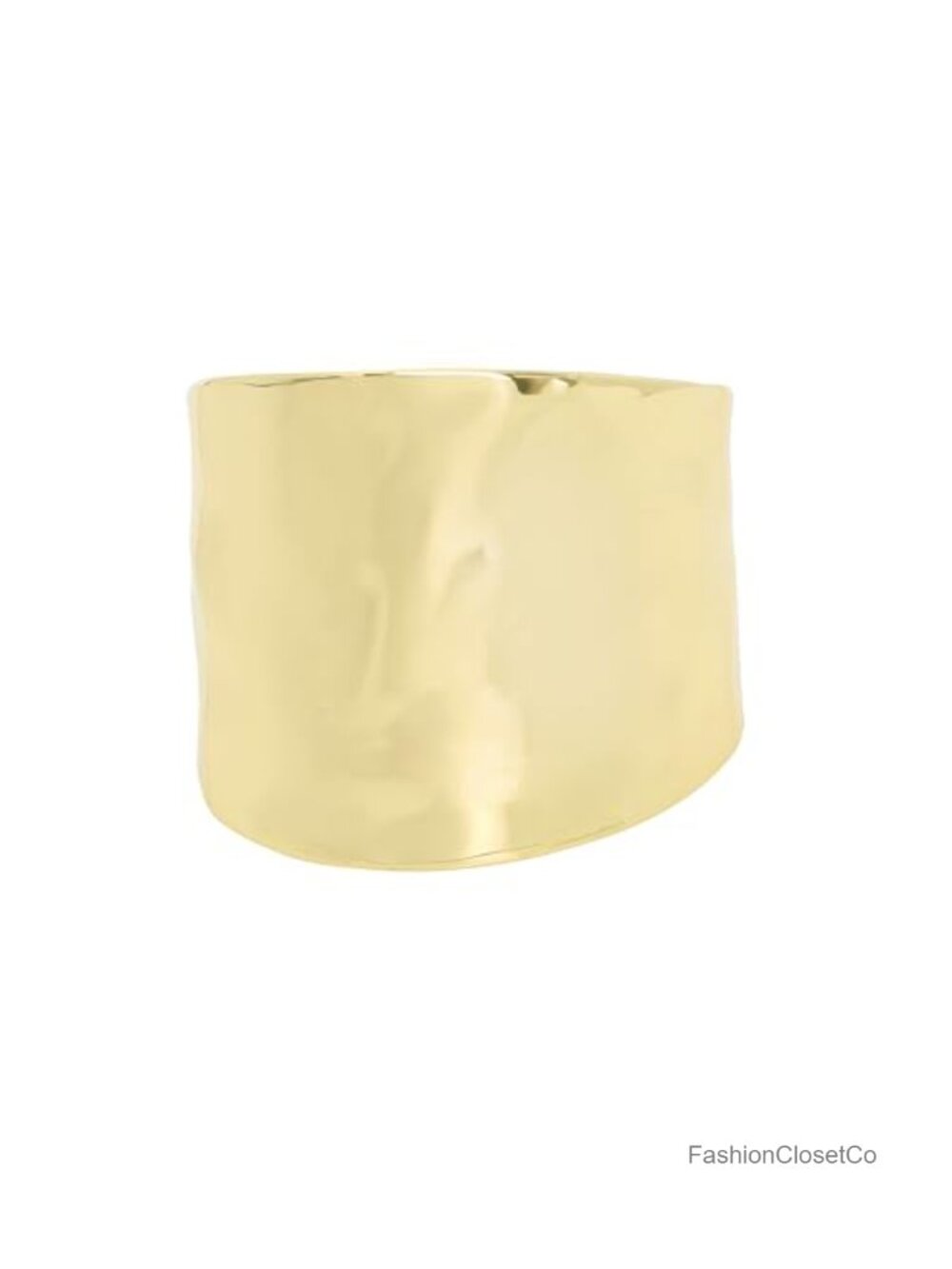 Hammered Gold-Tone Metal Cuff Bracelet Adjustable Open Silver